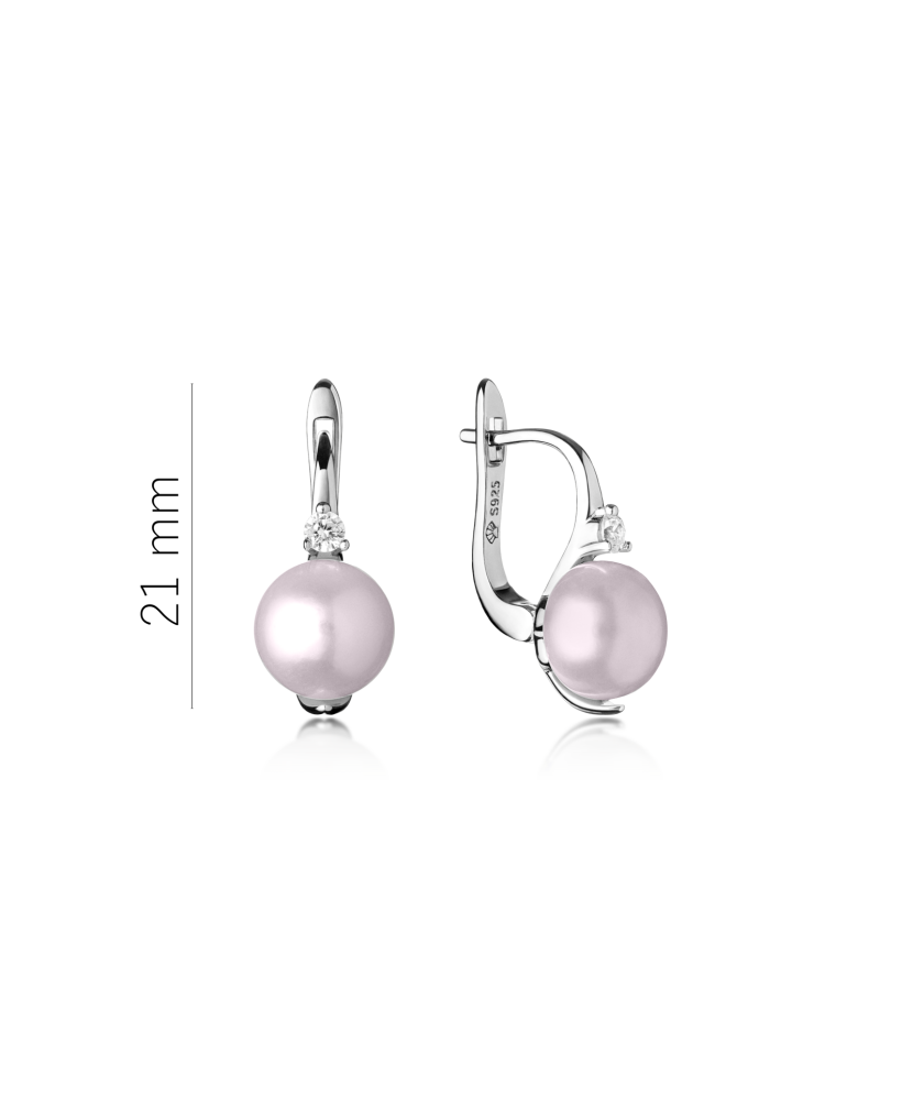 Sterling silver earrings with pearls and zircons