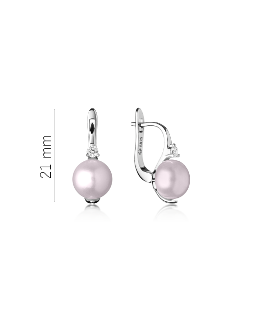 Sterling silver earrings with pearls and zircons