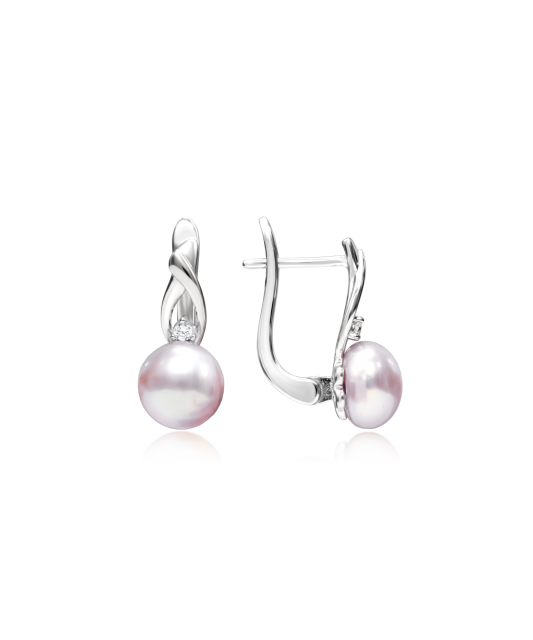 Sterling silver earrings with pearls and zircons