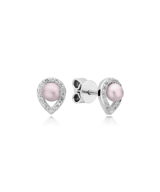 Sterling silver earrings with pearls and zircons