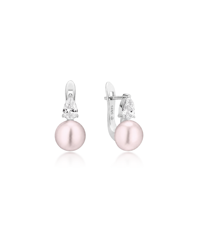 Sterling silver earrings with pearls and zircons