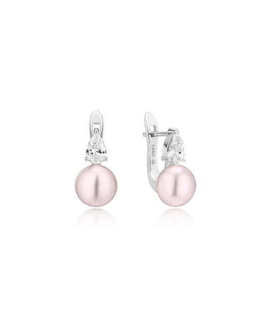 Sterling silver earrings with pearls and zircons