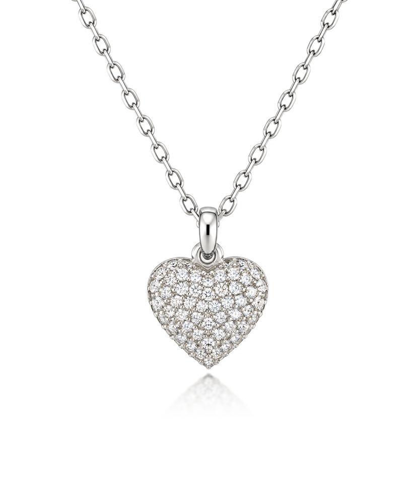 Sterling silver chain with zirconium pendant "heart"