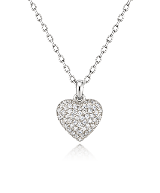 Sterling silver chain with zirconium pendant "heart"