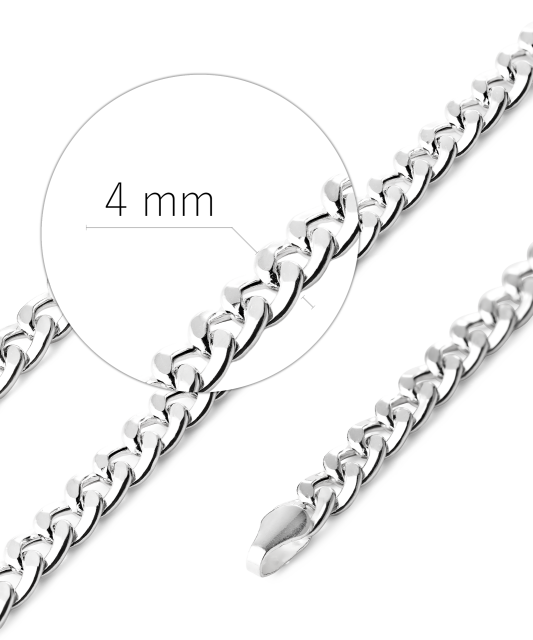 Silver “Curb” chain 4 mm