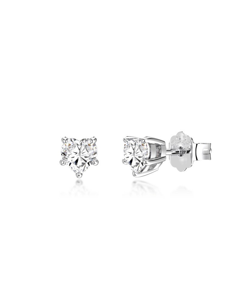 Sterling silver earrings with zircons "Heart"