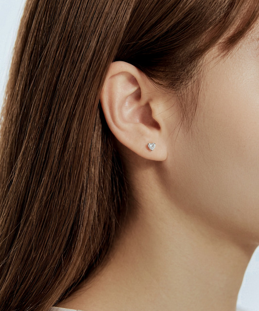 Sterling silver earrings with zircons "Heart"