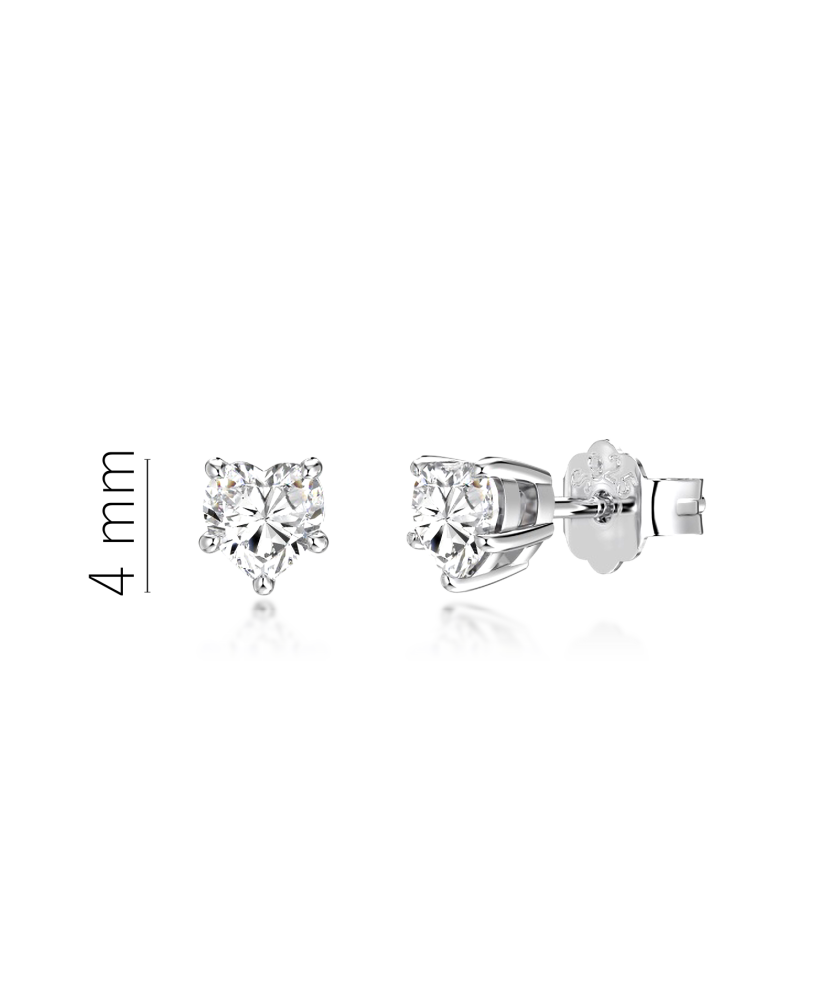 Sterling silver earrings with zircons "Heart"