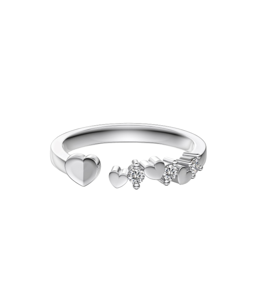 Silver ring with cubic zirconia “Heart”