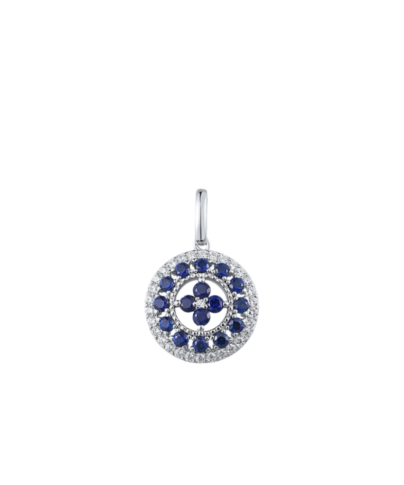 Sterling Silver pendant with nano sapphires and zircons