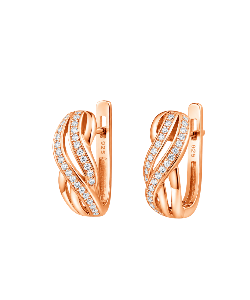 Gilded sterling silver earrings with zircons
