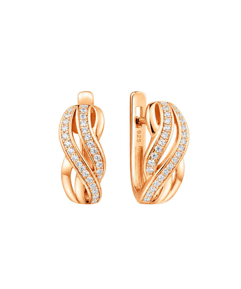 Gilded sterling silver earrings with zircons