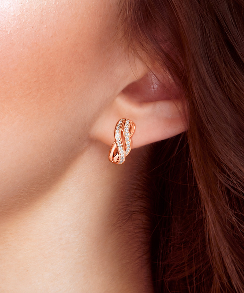 Gilded sterling silver earrings with zircons