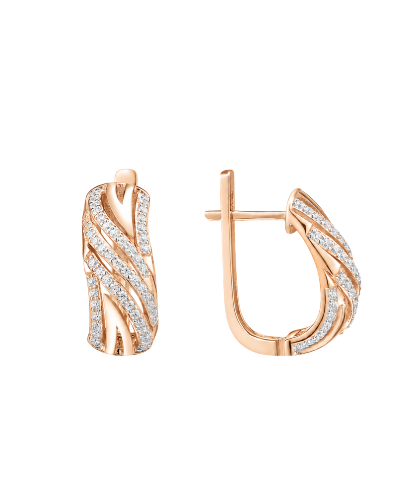 Gilded sterling silver earrings with zircons