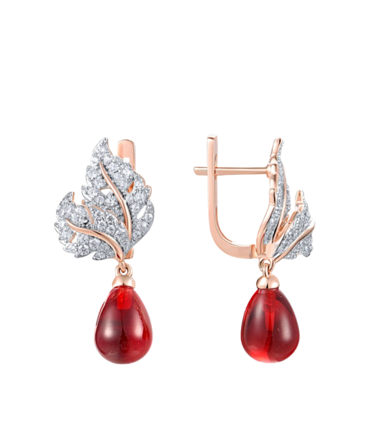 Серебряные позолоченные серьги с цирконом