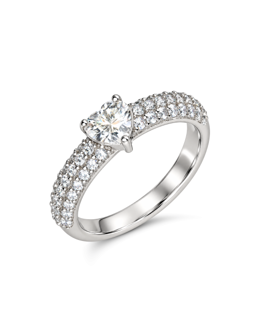 Silver ring with moissanites “Heart” 0.8ct