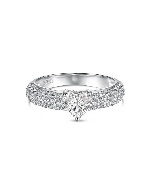 Silver ring with moissanites “Heart” 0.8ct