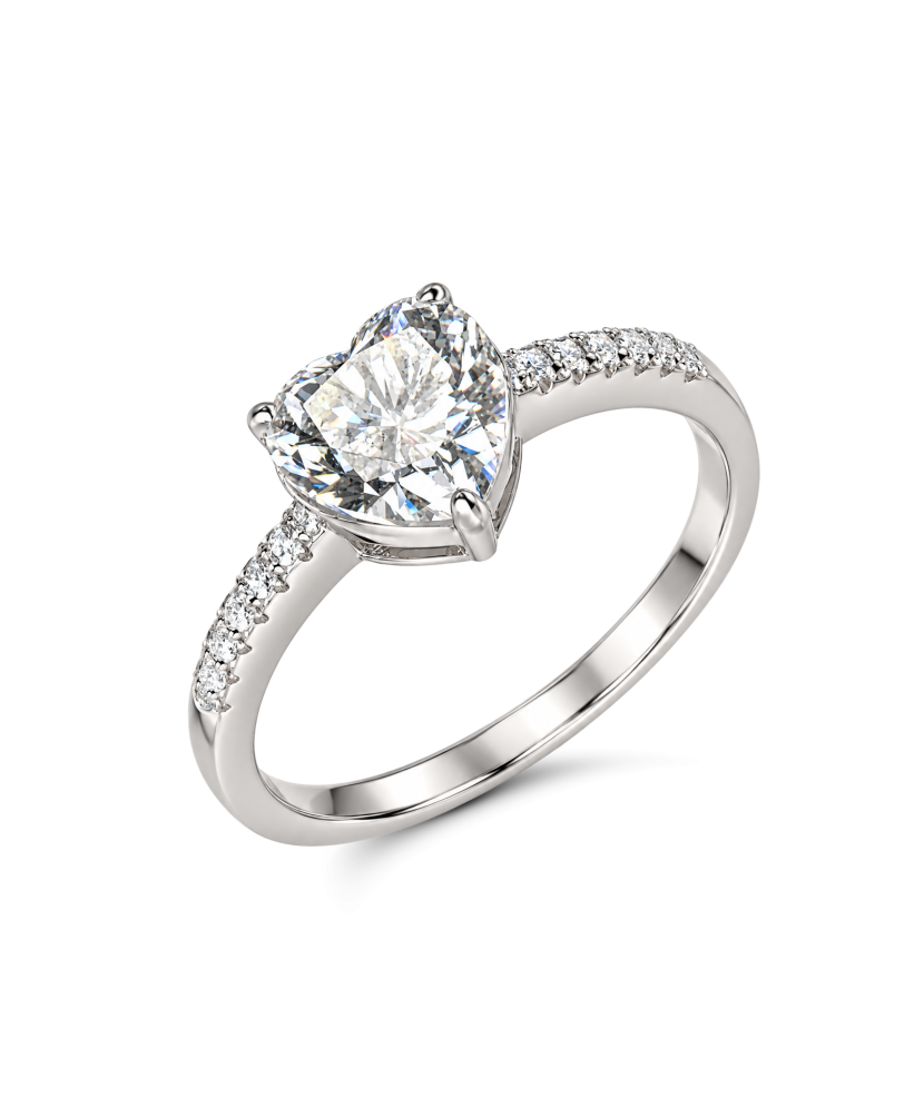 Silver ring with moissanites 2ct