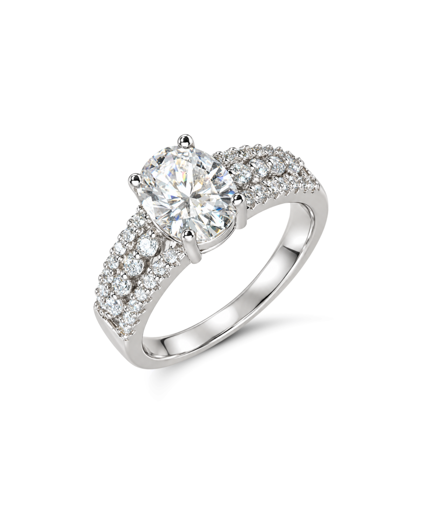 Silver ring with moissanites 2ct