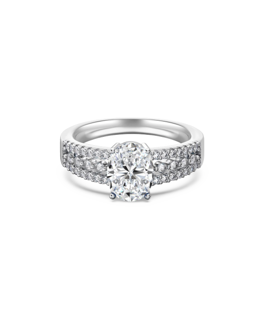 Silver ring with moissanites 2ct