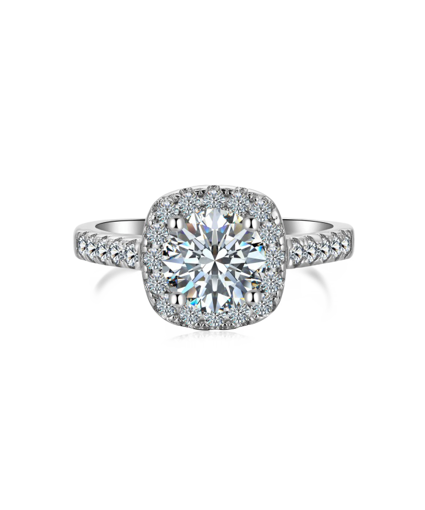 Silver ring with moissanites 1.2ct
