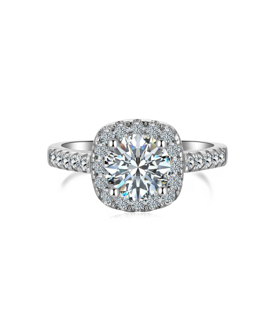 Silver ring with moissanites 1.2ct