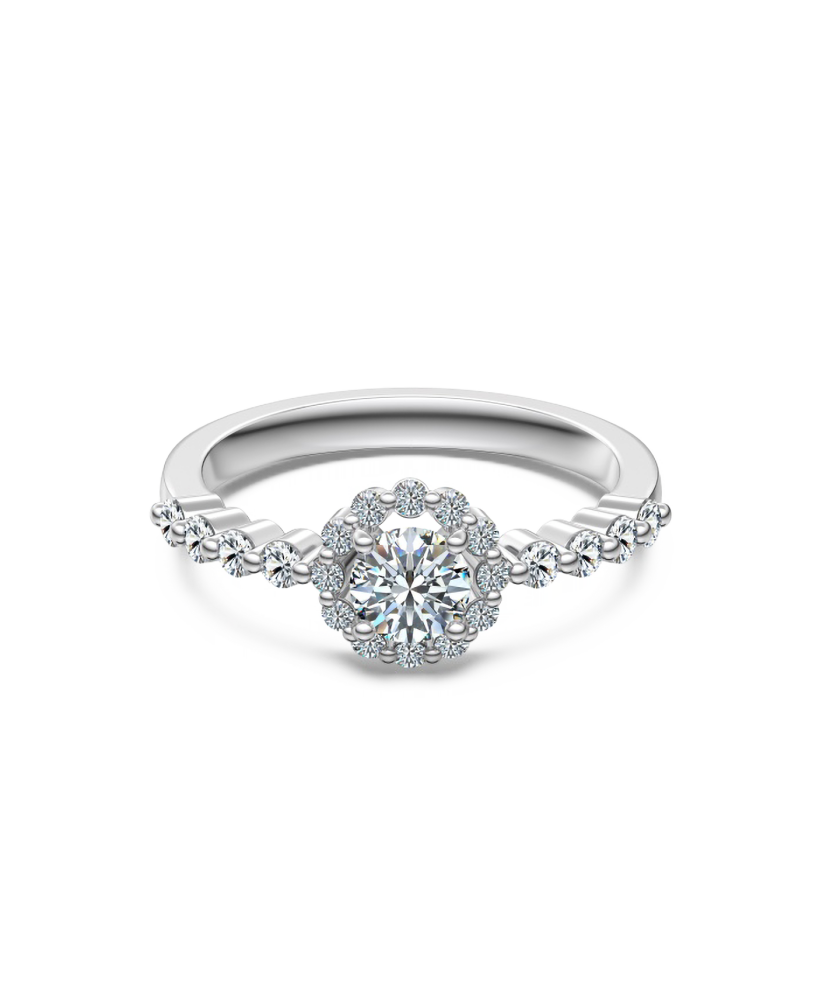 Silver ring with moissanites 0.86ct