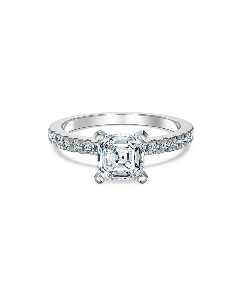 Silver ring with moissanites 1CT