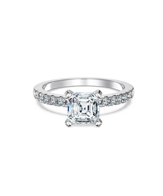 Silver ring with moissanites 1CT