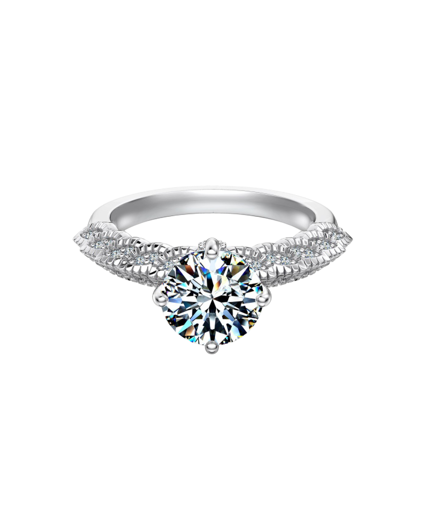 Silver ring with moissanites 2ct