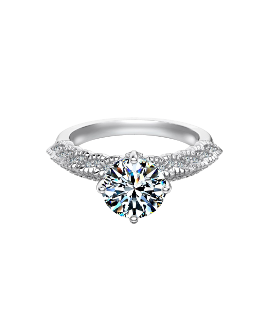 Silver ring with moissanites 2ct
