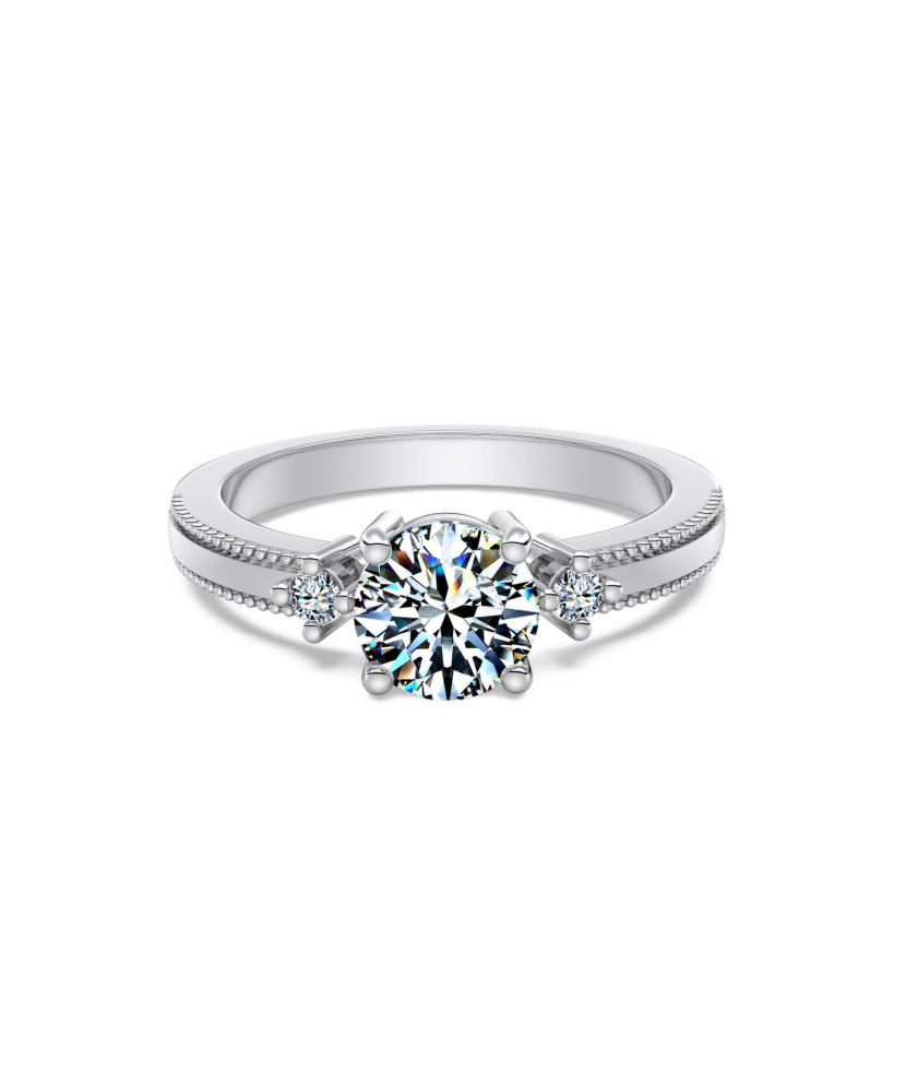 Silver ring with moissanites 1CT