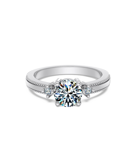 Silver ring with moissanites 1CT
