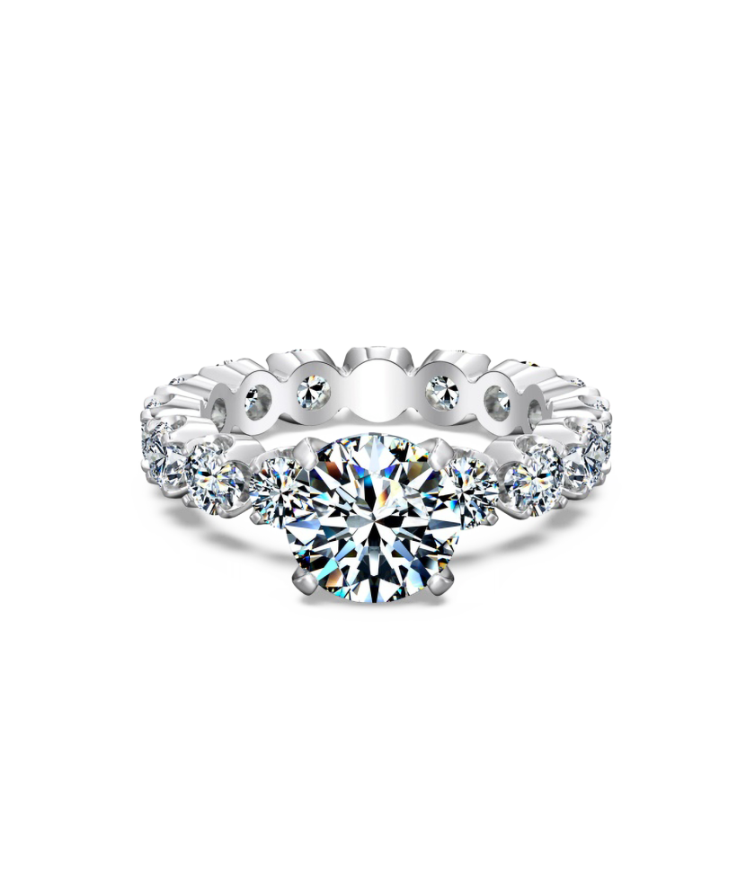 Silver ring with moissanites 4.6ct