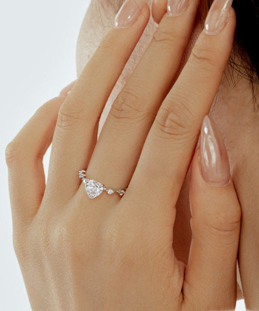 Silver ring with moissanites “Heart” 1.2ct