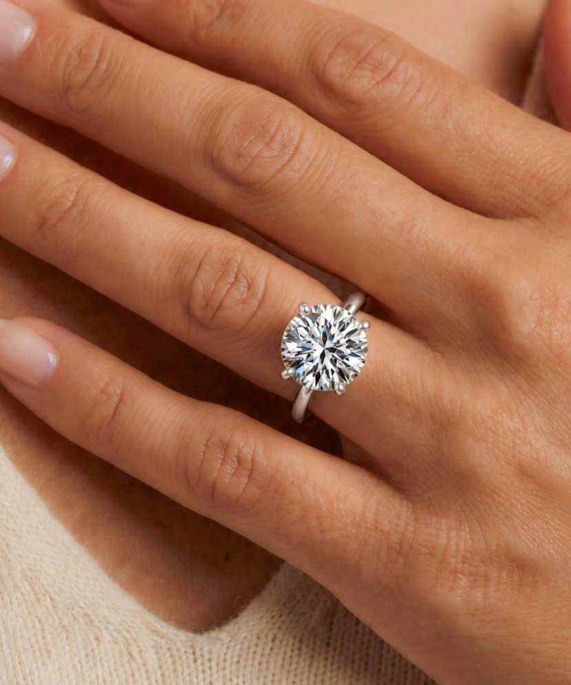 Silver ring with moissanite 5ct