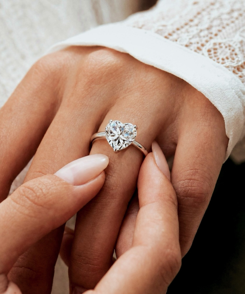Silver ring with moissanite “Heart” 3ct