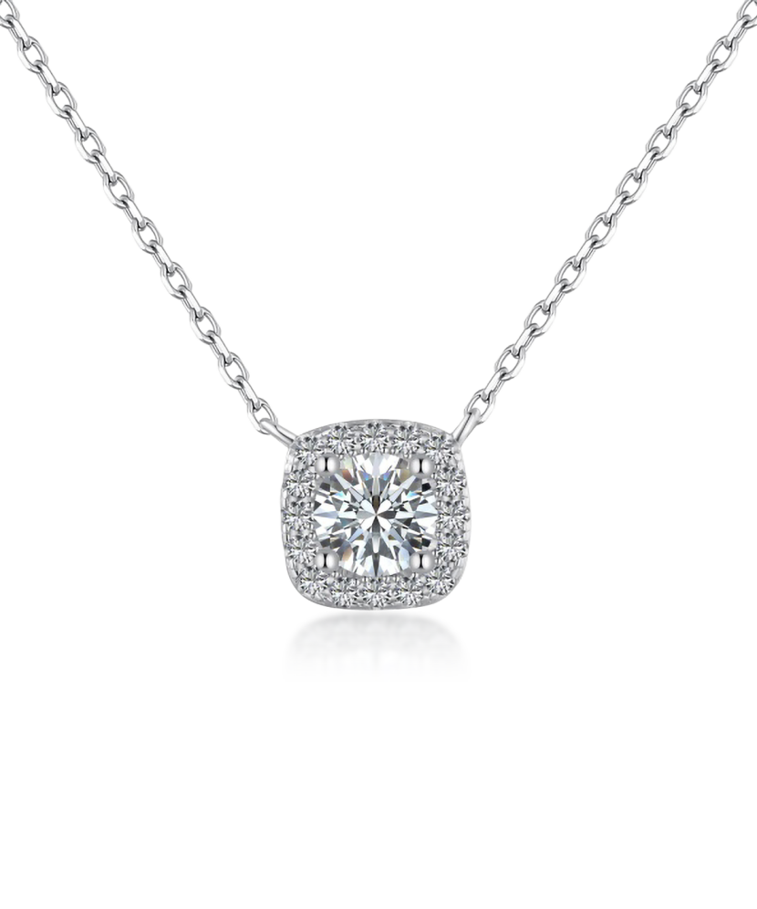 Sterling Silver chain with moissanite pendant