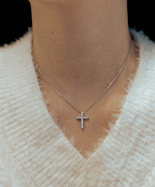 Серебряная цепочка с подвеской из муассанита 0.44ct