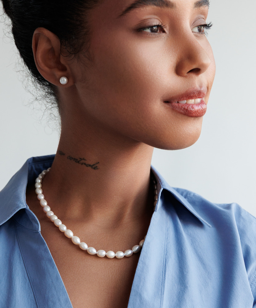Pearl necklaces with sterling silver