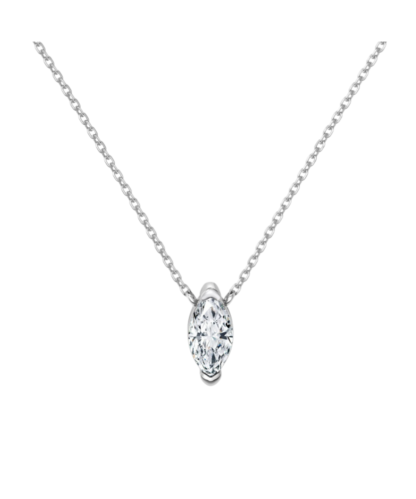 Silver chain with zircon pendant
