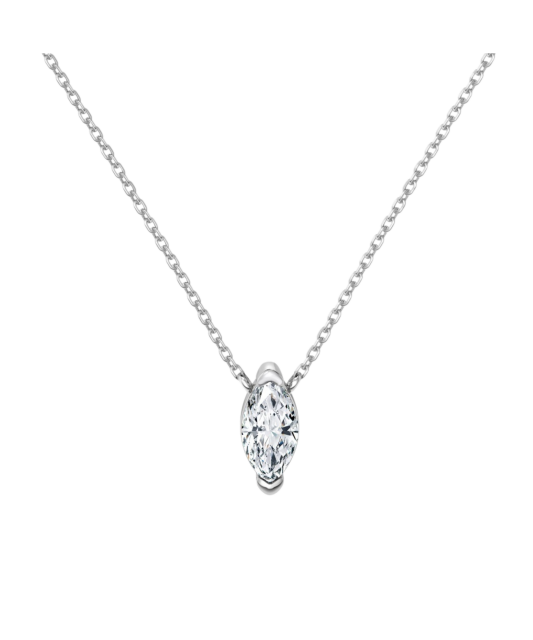 Silver chain with zircon pendant