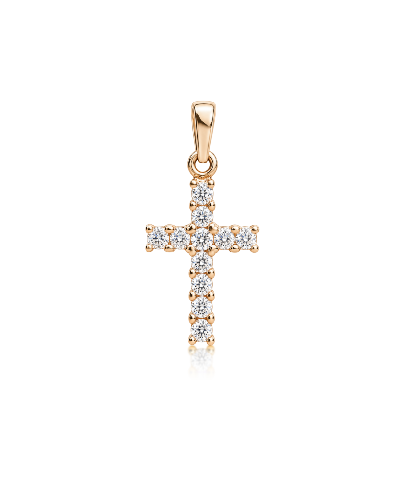 Gold pendant with zircons "cross"