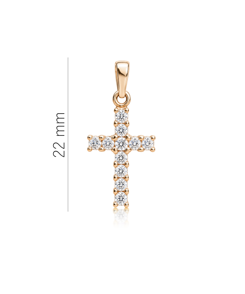 Gold pendant with zircons "cross"