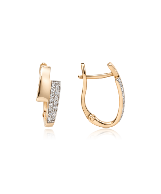Gold earrings with zircons
