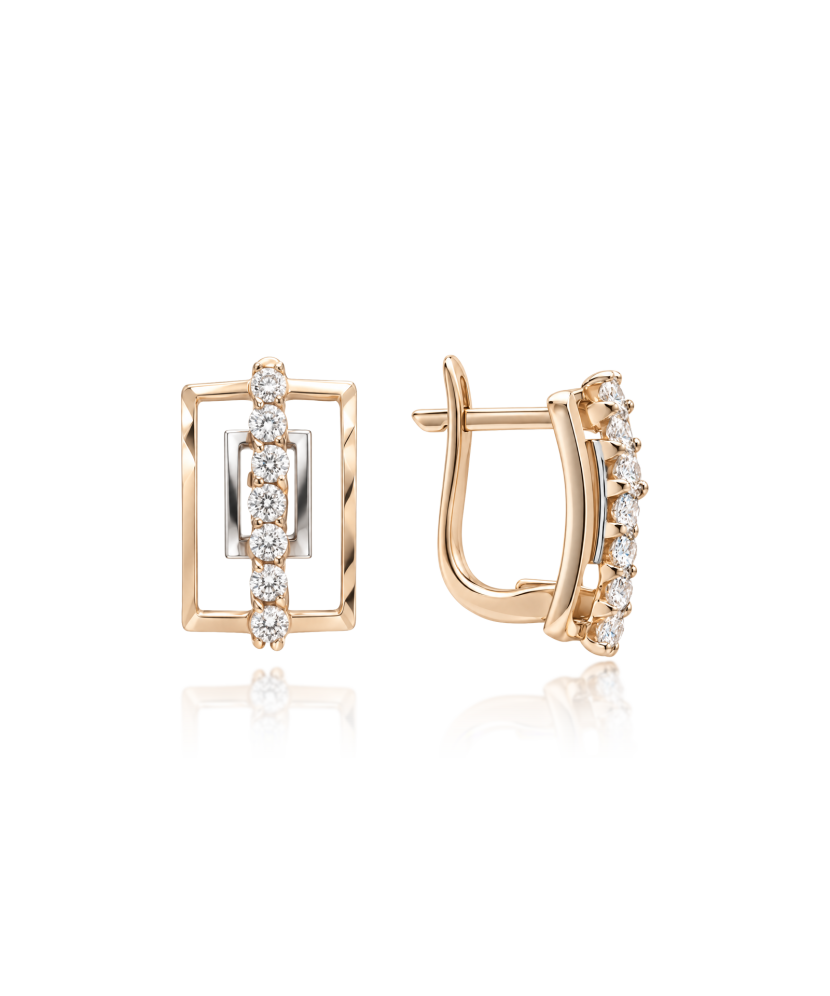 Gold earrings with zircons