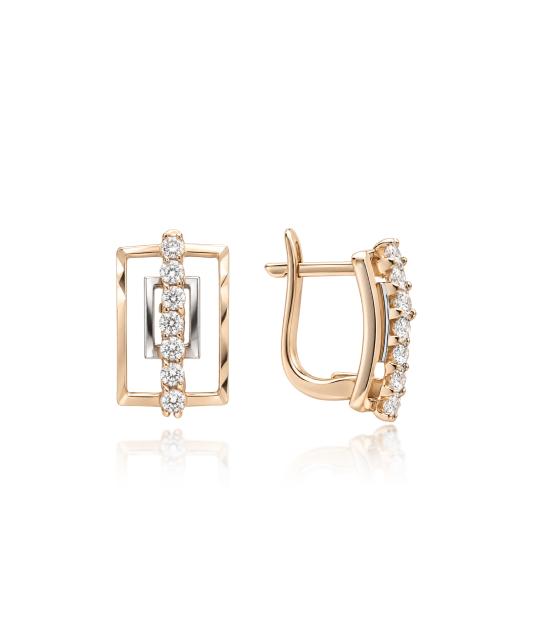 Gold earrings with zircons