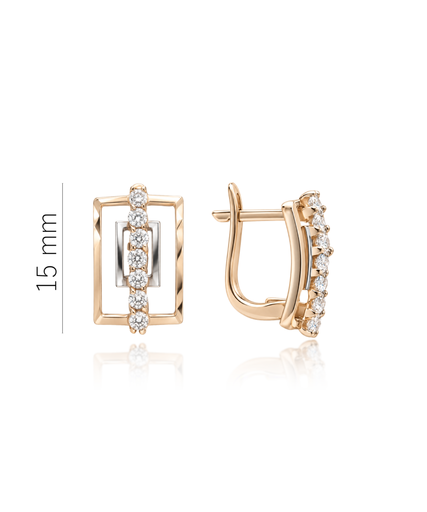 Gold earrings with zircons