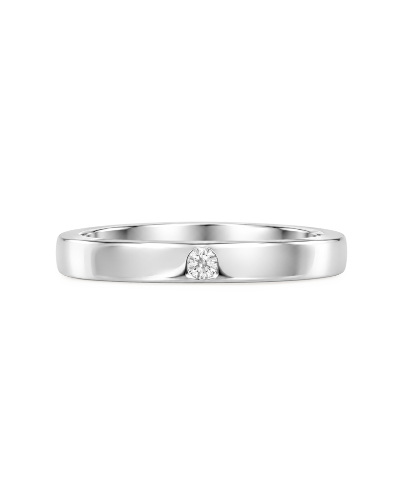 Silver wedding ring with cubic zirconia