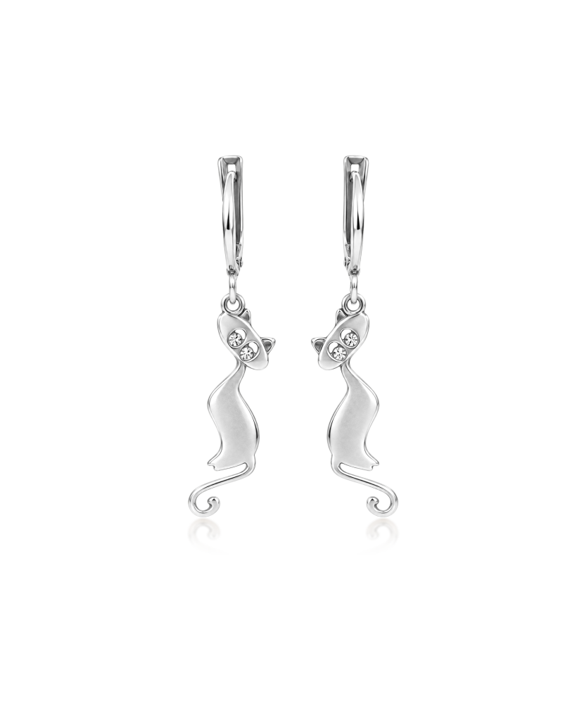 Sterling silver earrings with zircons "cat"